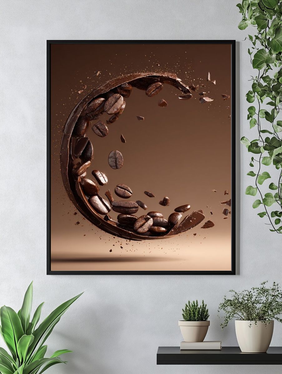 Coffee Bean Splash Typography Poster. — room view 4