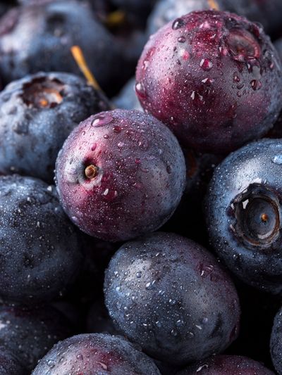 Wet Blueberries Photography Poster.