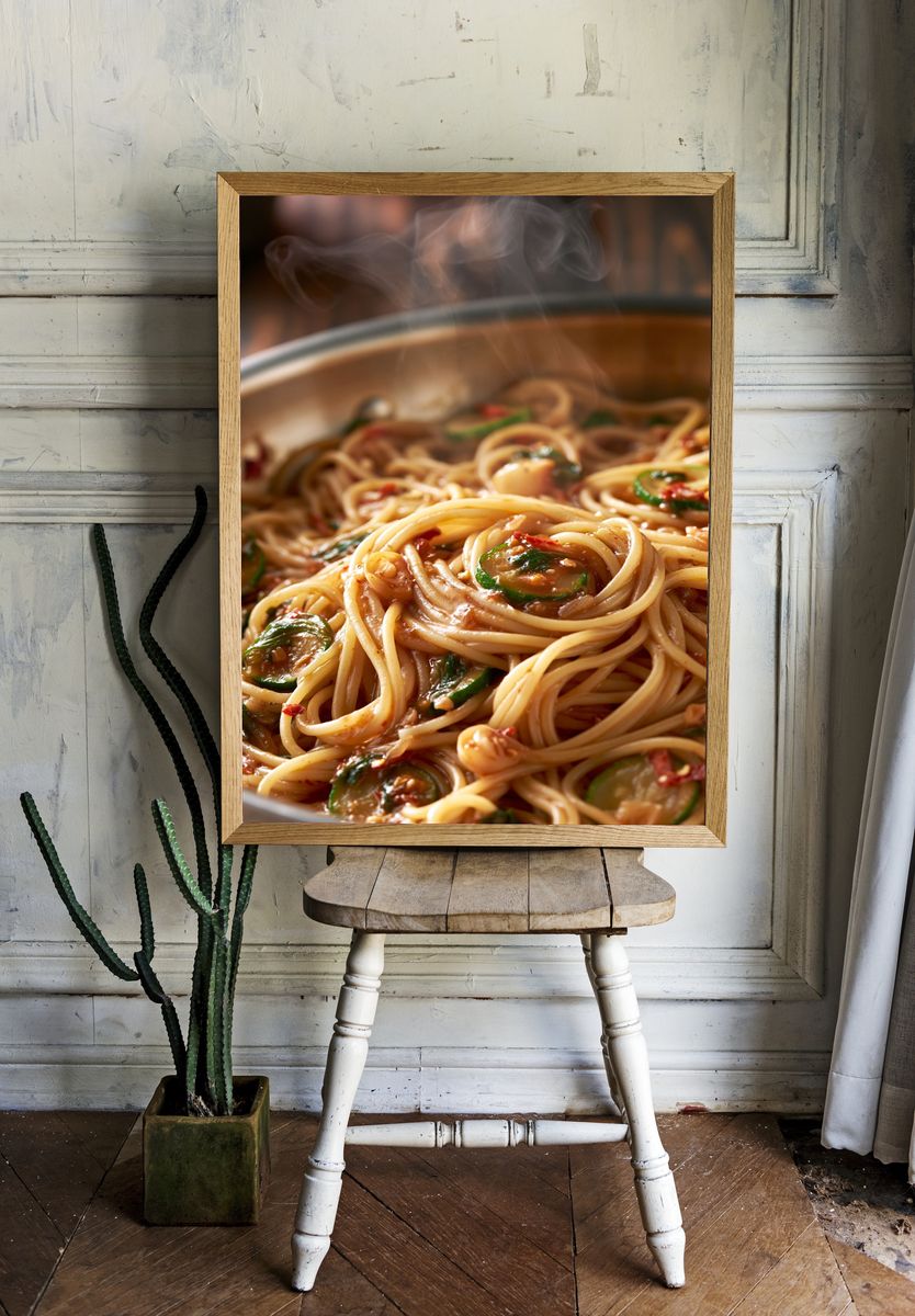 Steaming Pasta Food-Drink Poster. — room view 1