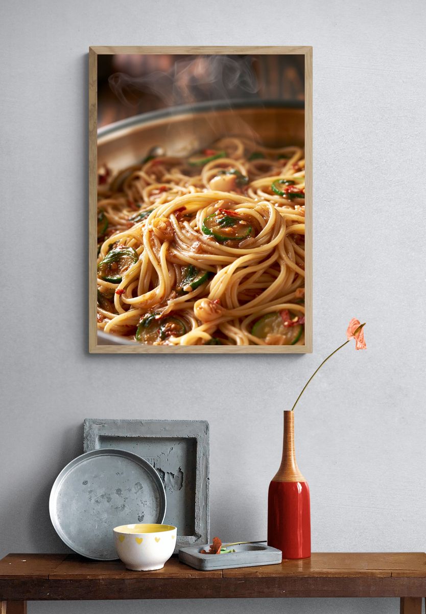 Steaming Pasta Food-Drink Poster. — room view 3