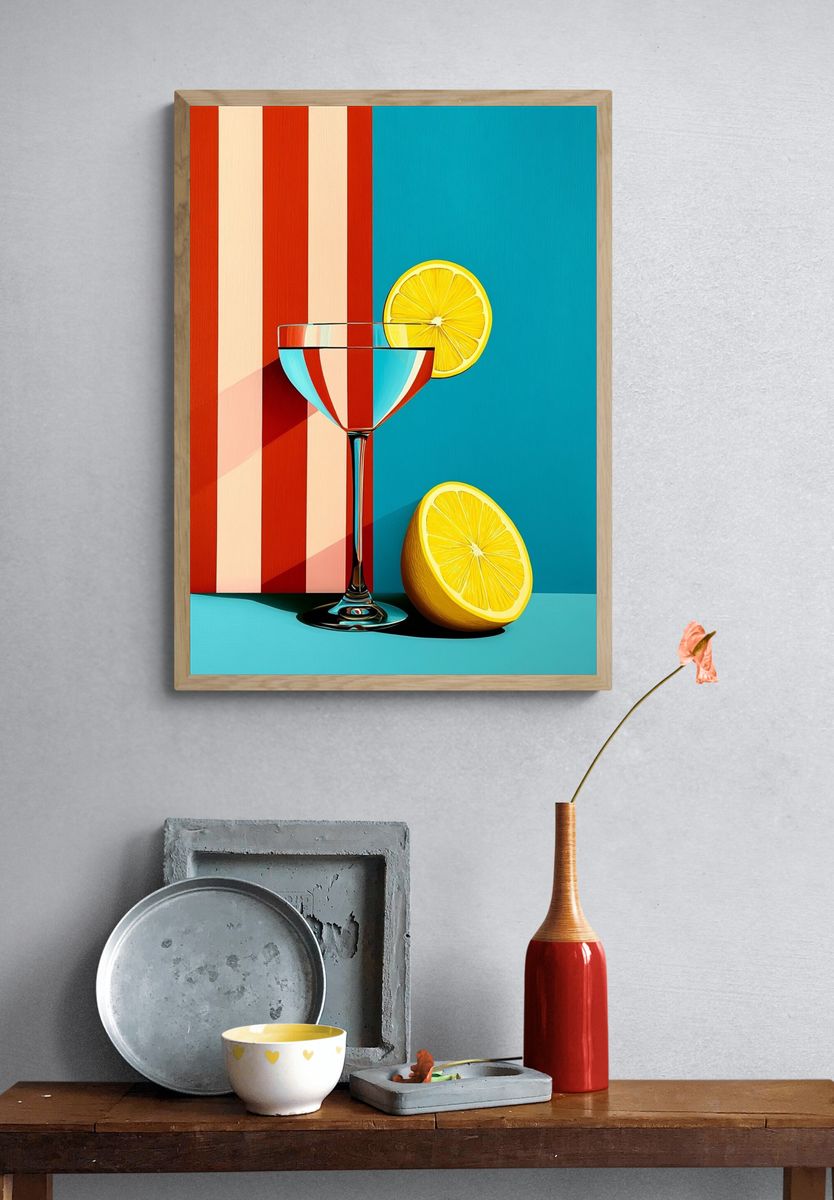 Citrus Cocktail Still Life Print. — room view 3