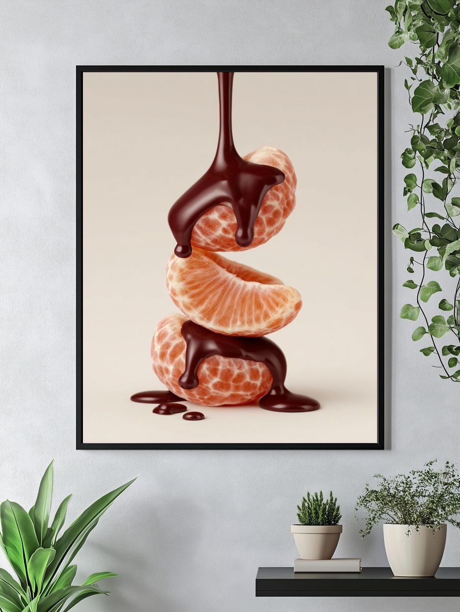 Chocolate Citrus Still Life Poster. — room view 4