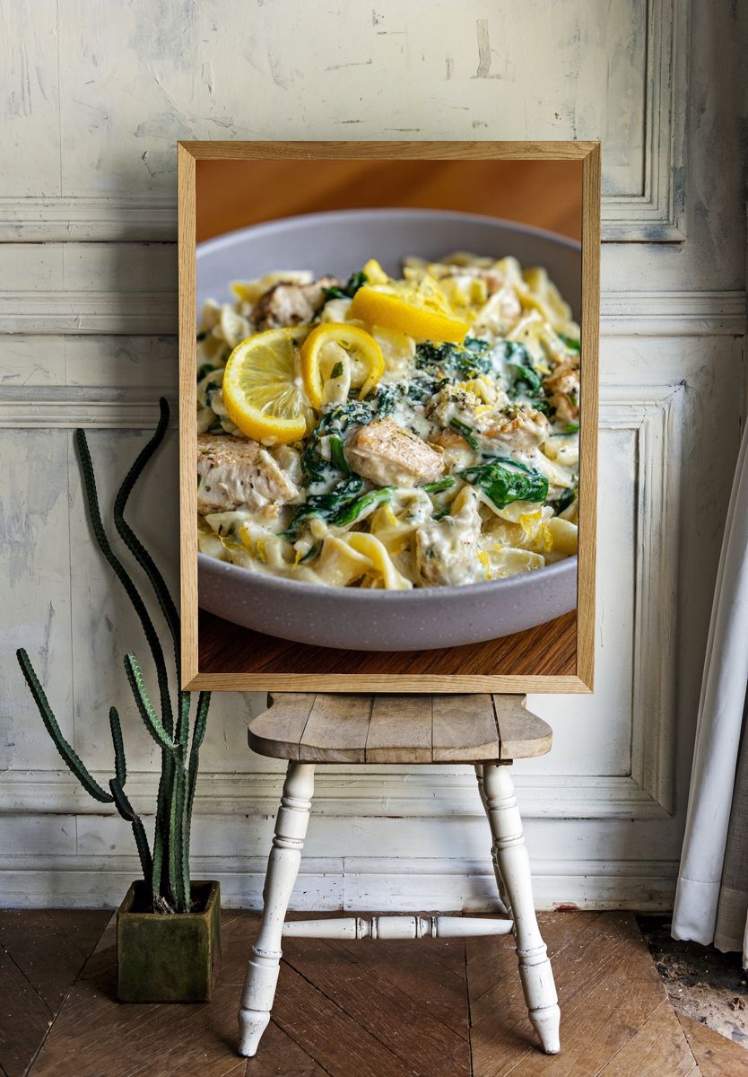 Lemon Chicken Pasta Food-Drink Print room preview