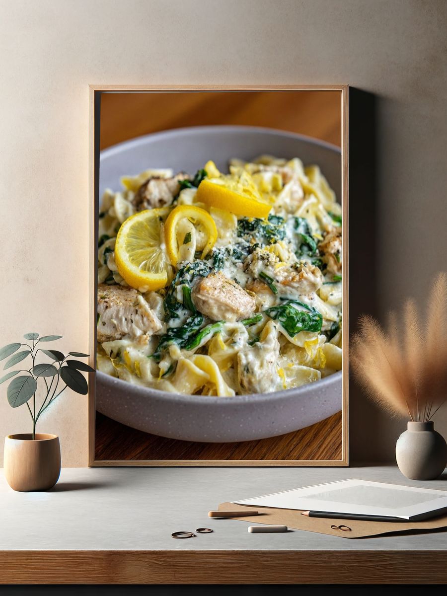 Lemon Chicken Pasta Food-Drink Print. — room view 2