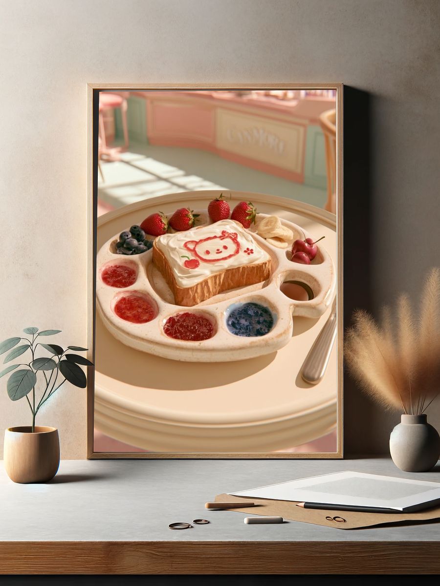 Cute Strawberry Toast Food Drink Poster. — room view 2