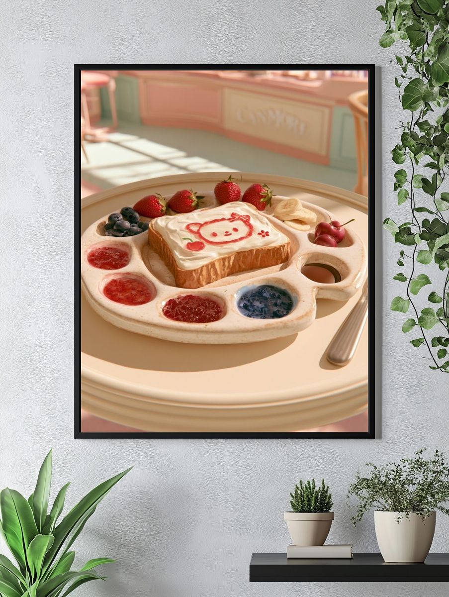 Cute Strawberry Toast Food Drink Poster. — room view 4