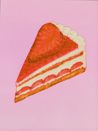 Strawberry Cake Slice Food Poster.
