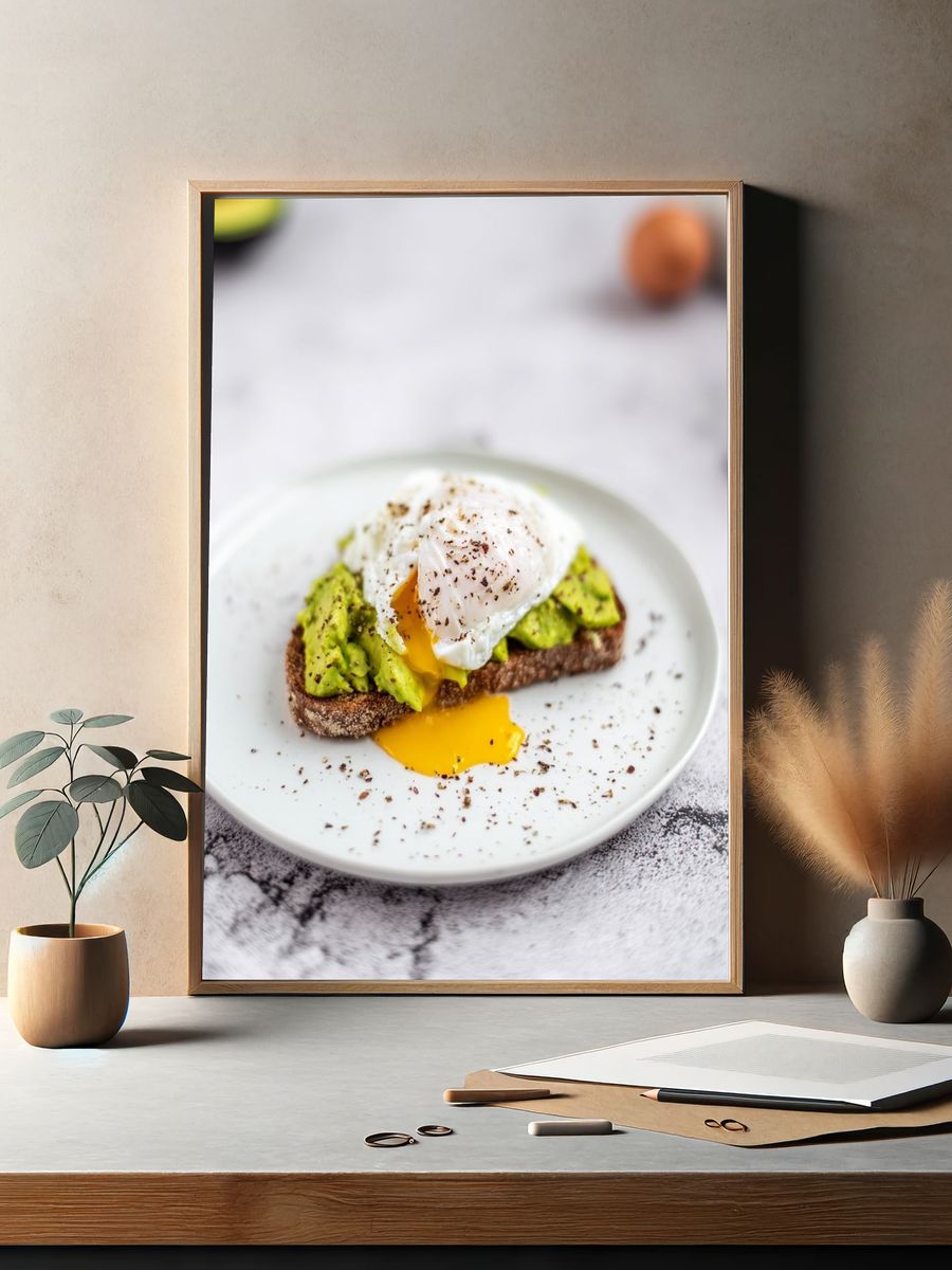 Avocado Toast Food Photography Poster. — room view 2