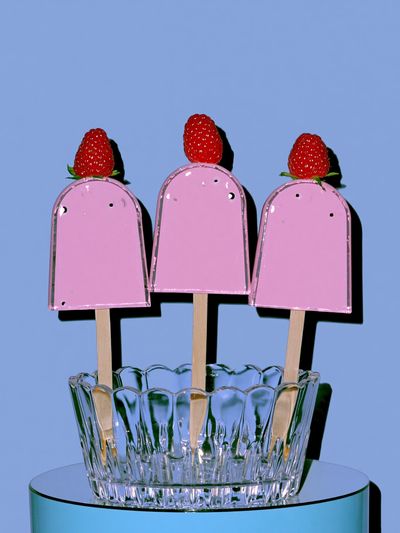 Strawberry Popsicle Still Life Poster.
