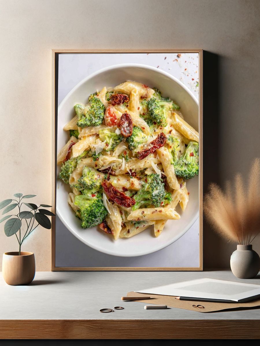 Creamy Broccoli Penne Food Poster. — room view 2