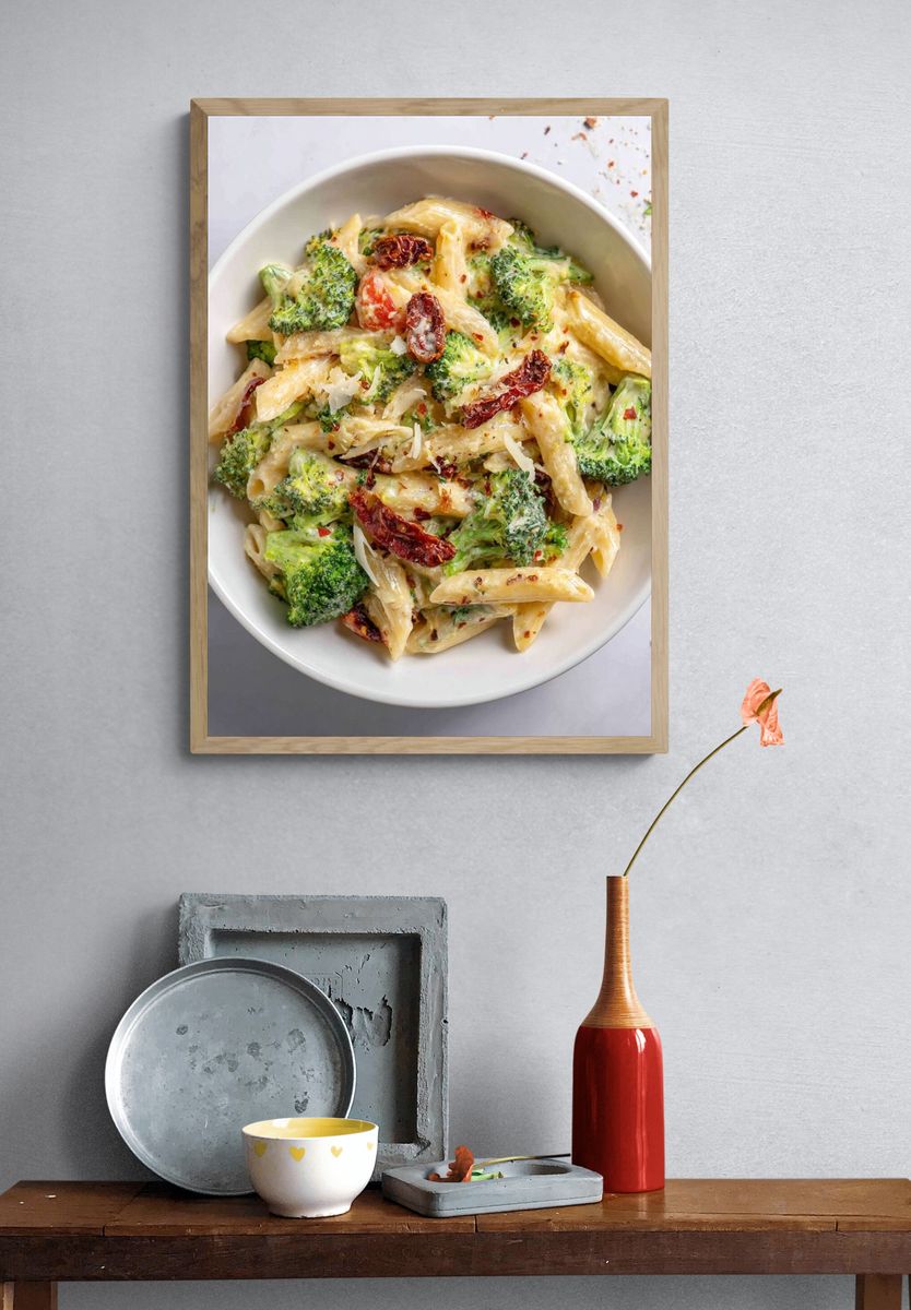 Creamy Broccoli Penne Food Poster. — room view 3