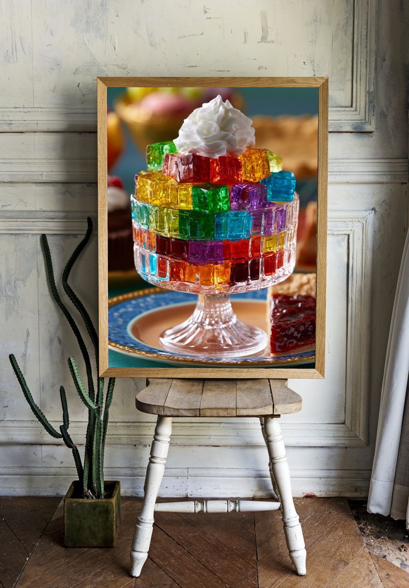 Rainbow Jelly Dessert Photography Poster. room preview