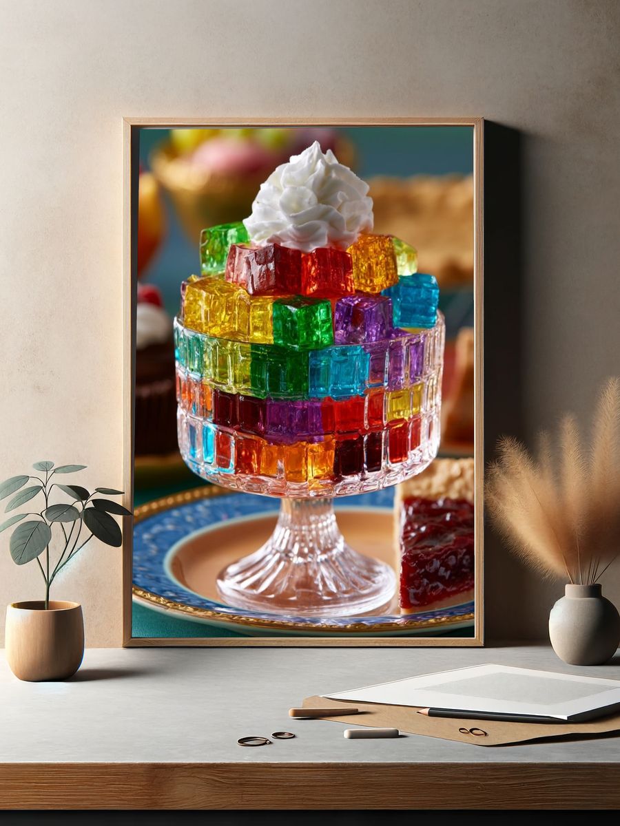 Rainbow Jelly Dessert Photography Poster. — room view 2