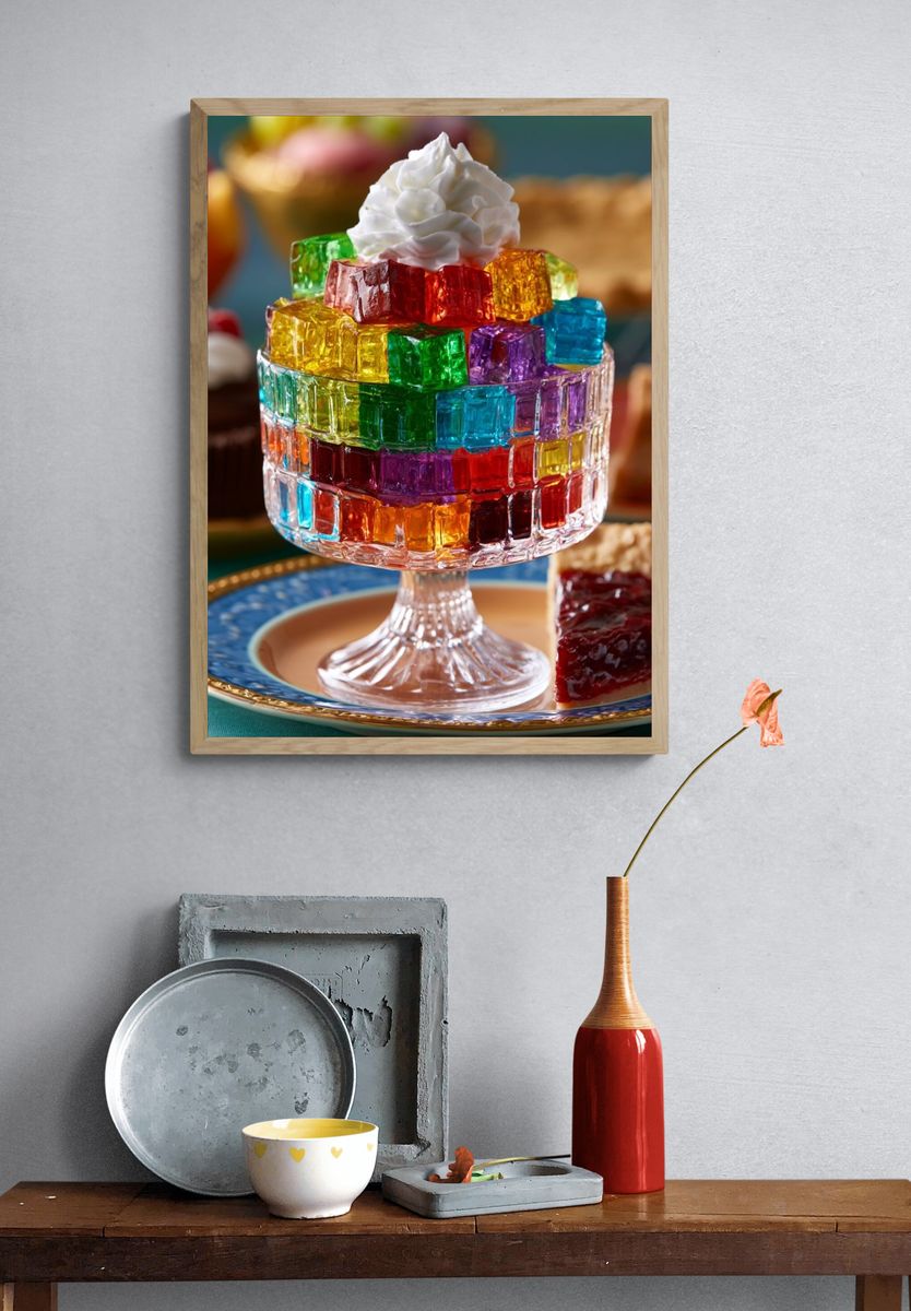 Rainbow Jelly Dessert Photography Poster. — room view 3