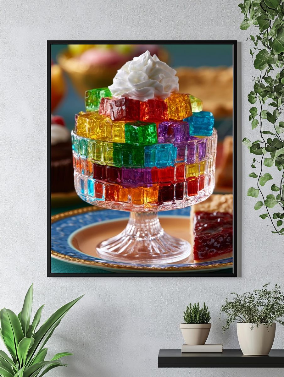 Rainbow Jelly Dessert Photography Poster. — room view 4