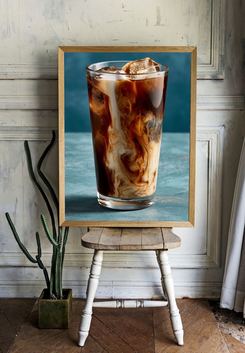 Iced Coffee Swirl Photography Poster. — room view 1