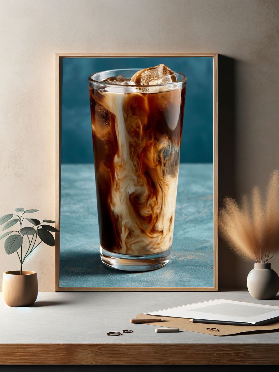 Iced Coffee Swirl Photography Poster. — room view 2