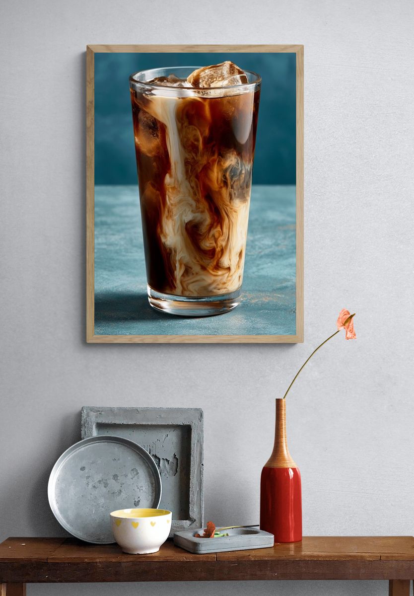 Iced Coffee Swirl Photography Poster. — room view 3