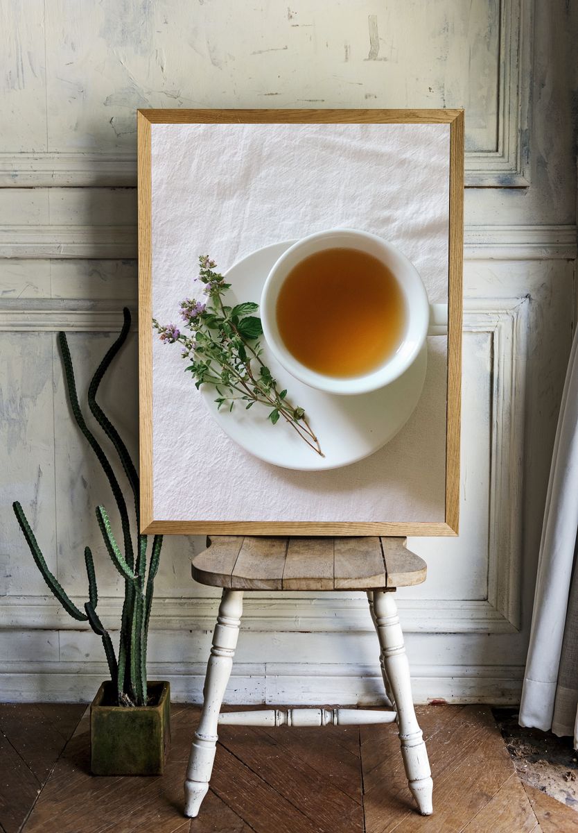 Herbal Tea Still Life Print. room preview