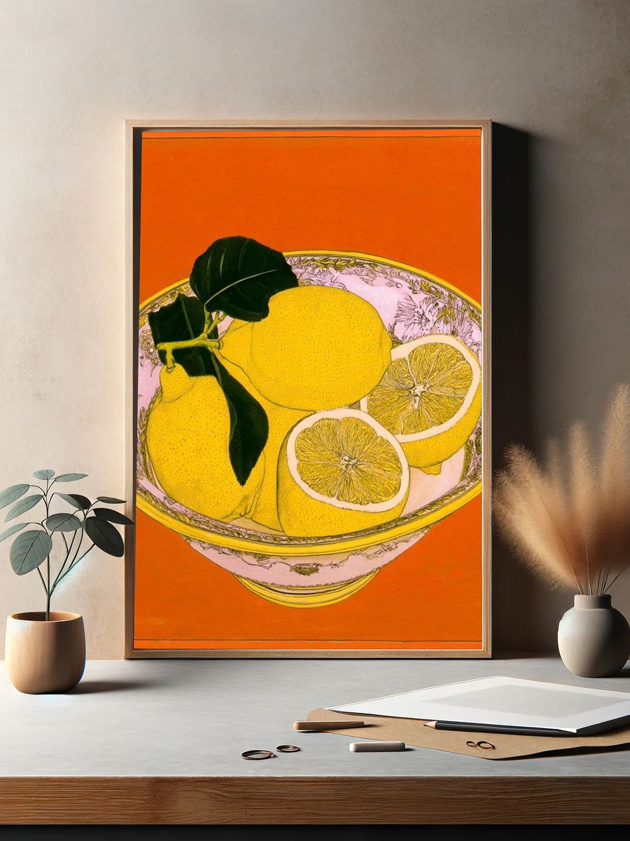 Lemon Bowl Vintage Poster. — room view 2