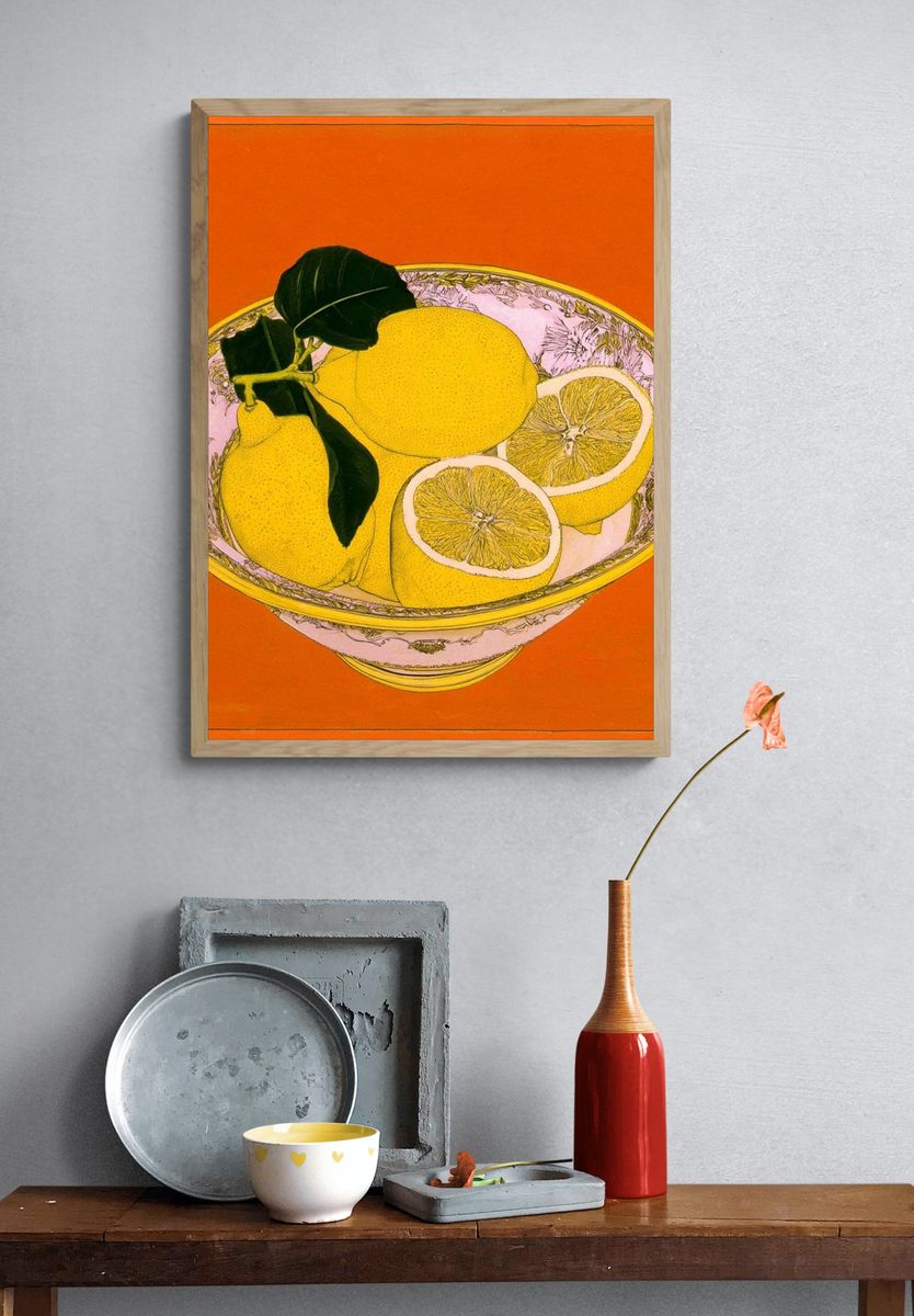 Lemon Bowl Vintage Poster. — room view 3