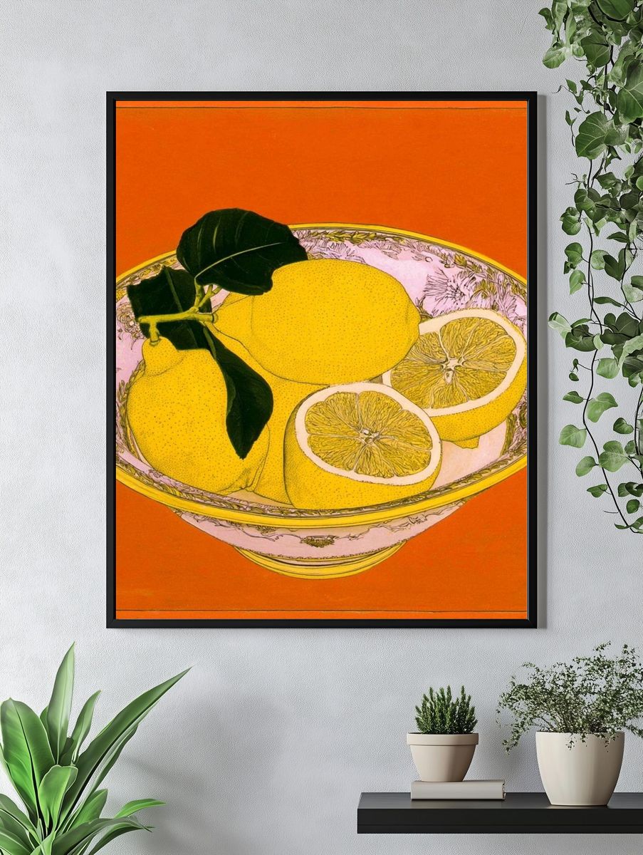 Lemon Bowl Vintage Poster. — room view 4