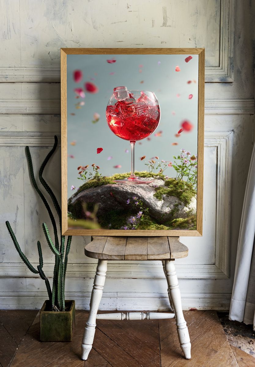 Red Wine Glass Still Life Print. room preview