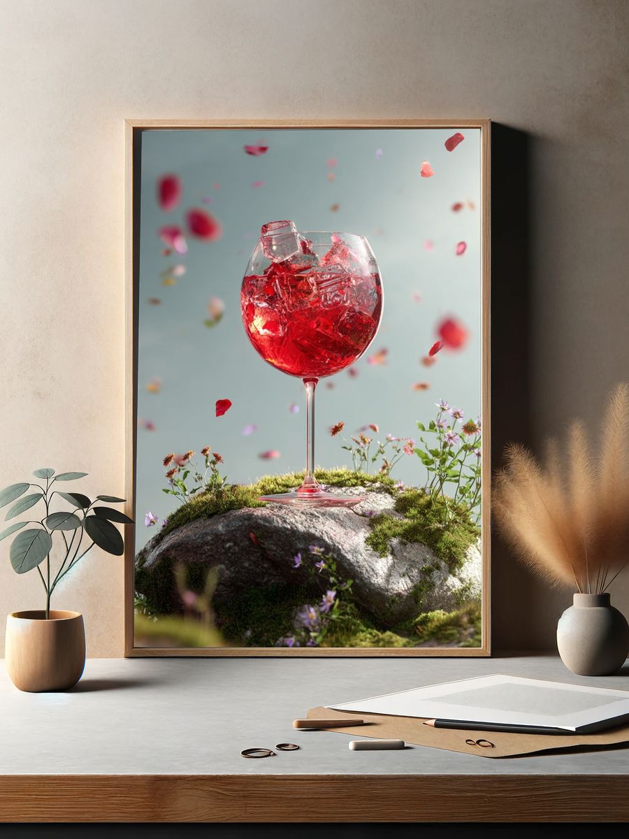 Red Wine Glass Still Life Print. — room view 2