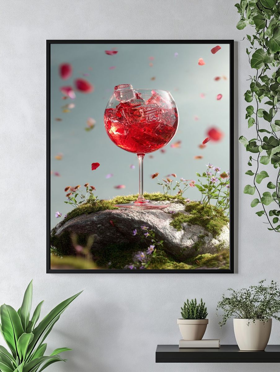 Red Wine Glass Still Life Print. — room view 4