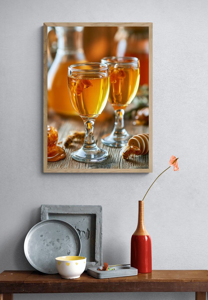 Honey Wine Still Life Poster. — room view 3