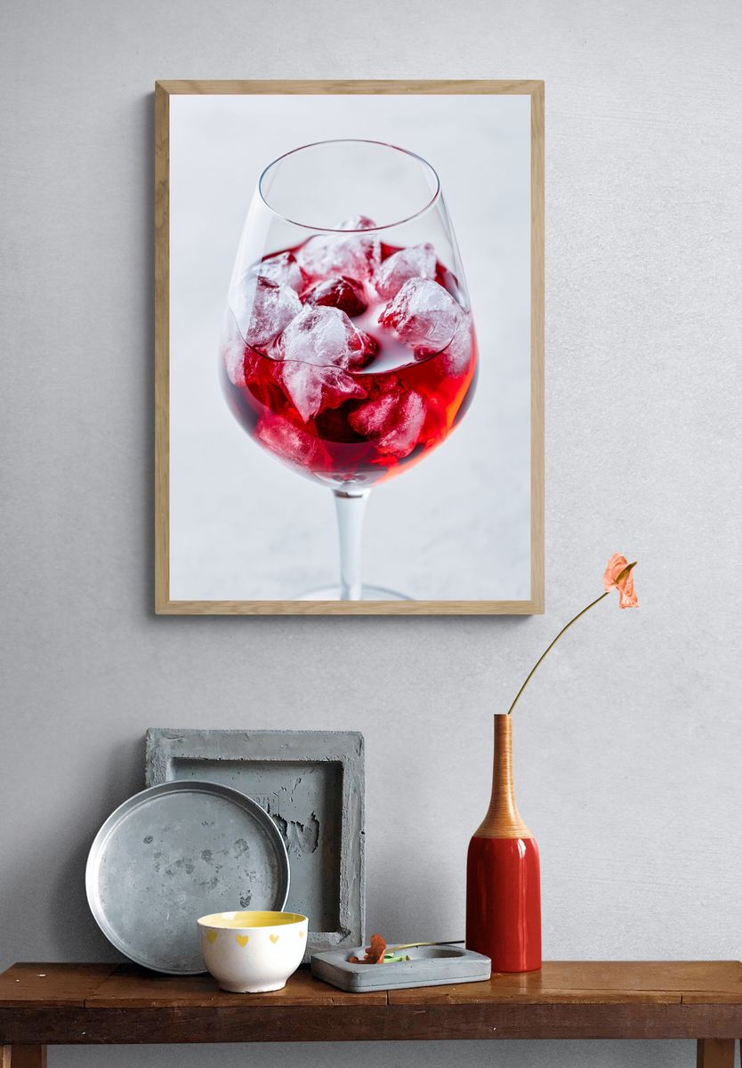Red Wine Glass Still Life Poster. — room view 3