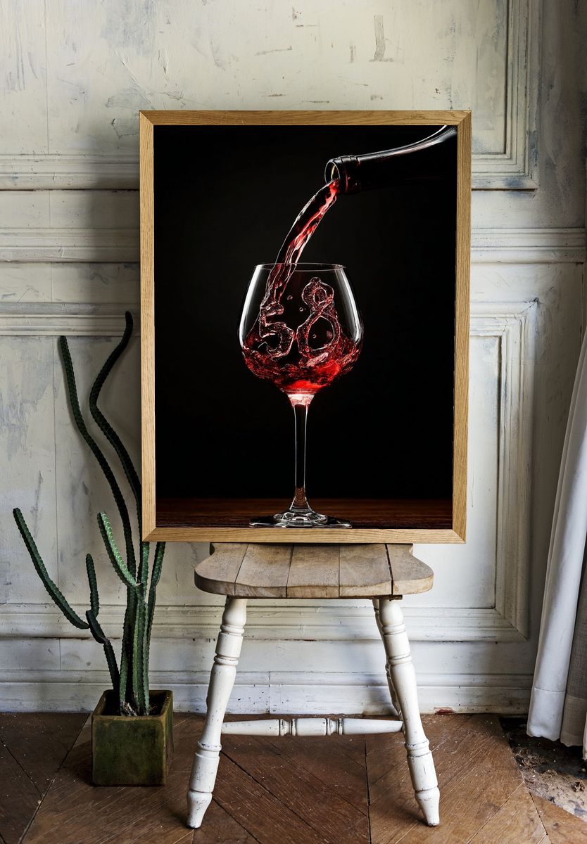 Red Wine Pour Photography Poster. room preview