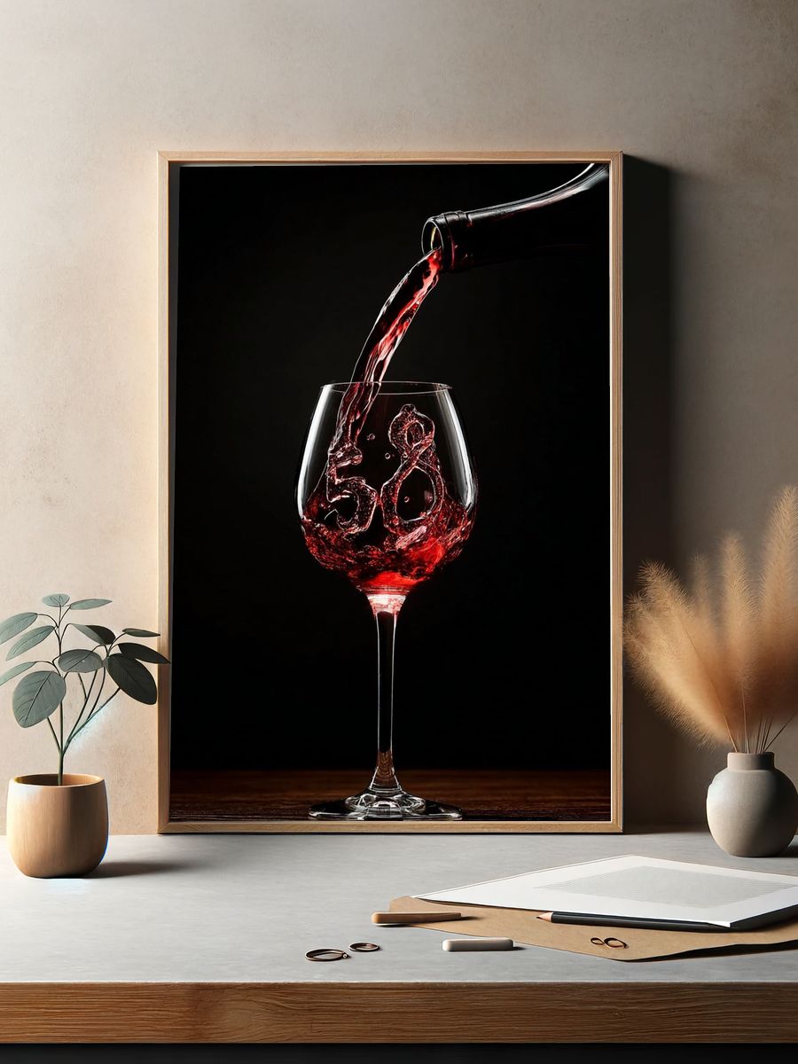 Red Wine Pour Photography Poster. — room view 2