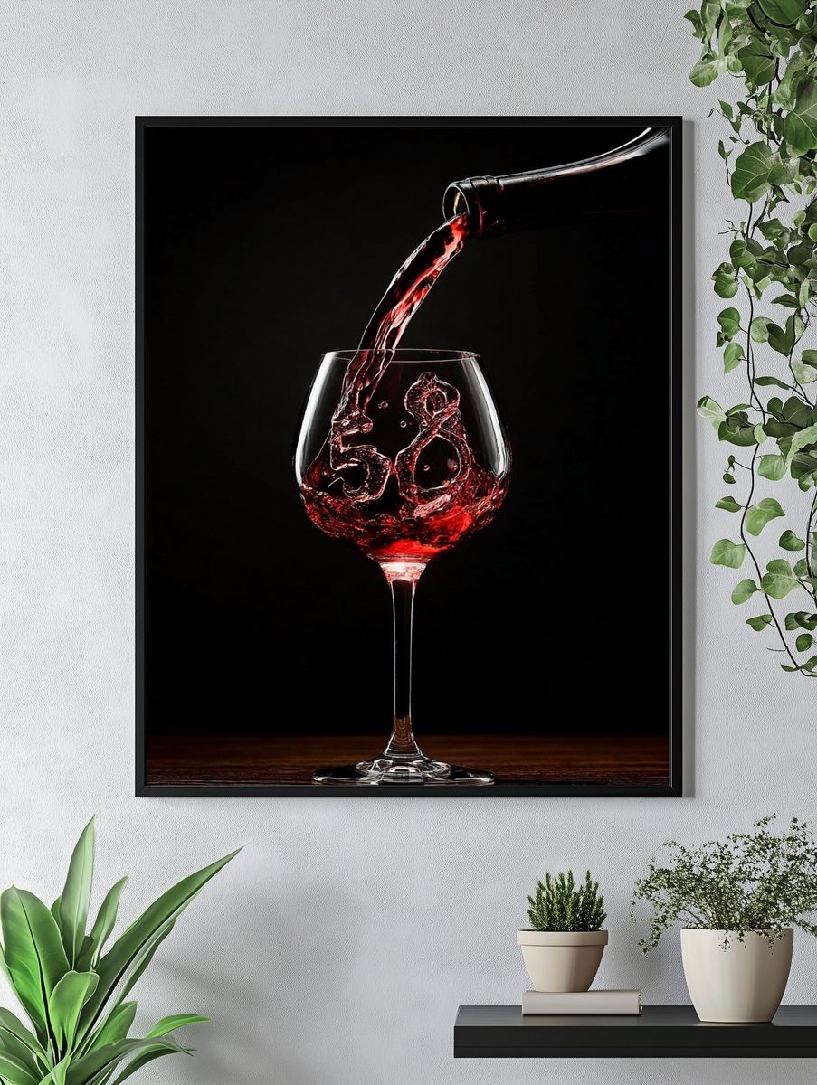 Red Wine Pour Photography Poster. — room view 4