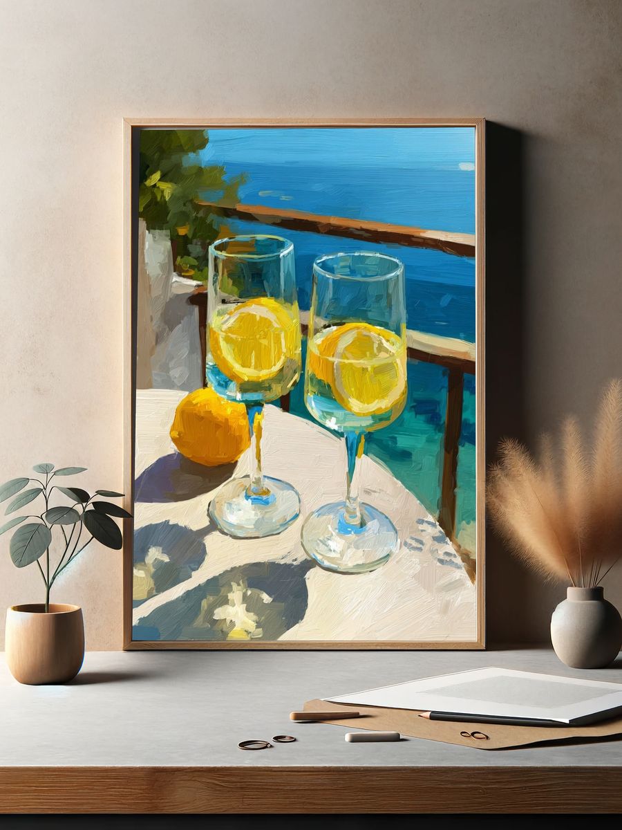 Lemon Spritz by the Sea Print. — room view 2