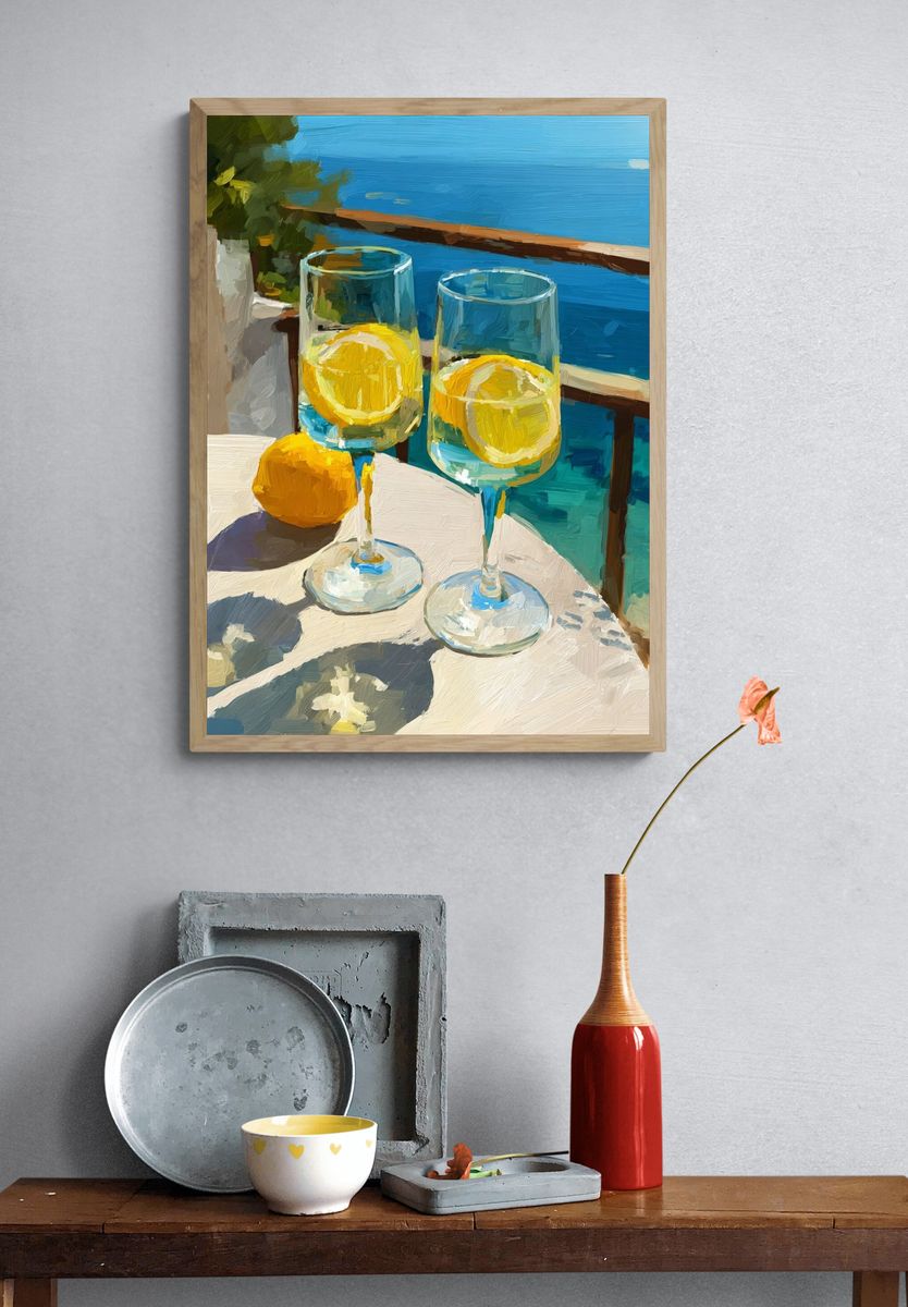 Lemon Spritz by the Sea Print. — room view 3