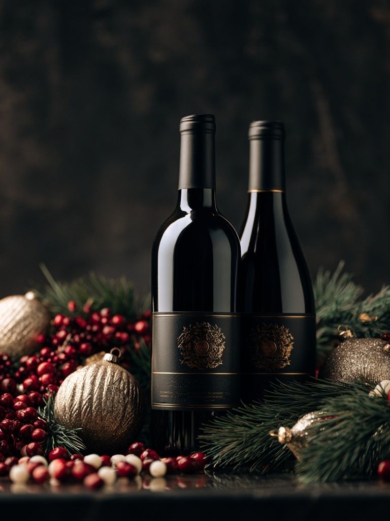 Festive Wine Bottles Photography Poster. poster — food-drink art