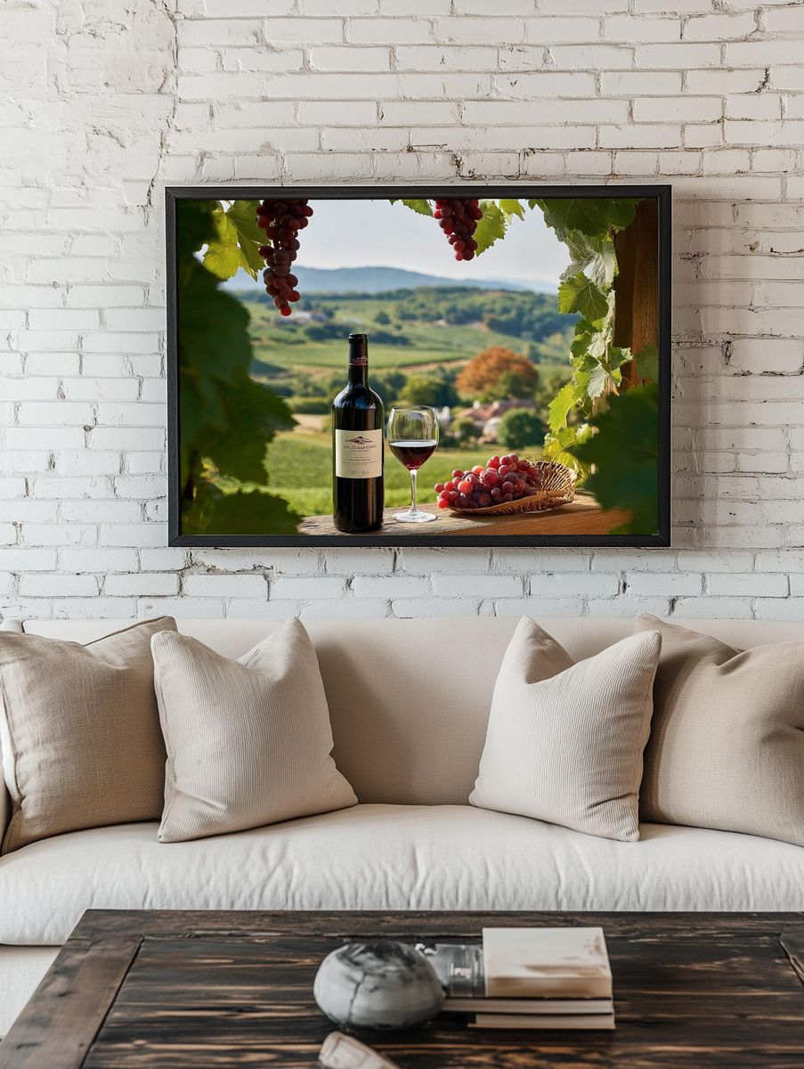 Vineyard Wine Still Life Photography Poster. room preview