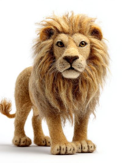 Lion — Felted Animal Art Print. poster print