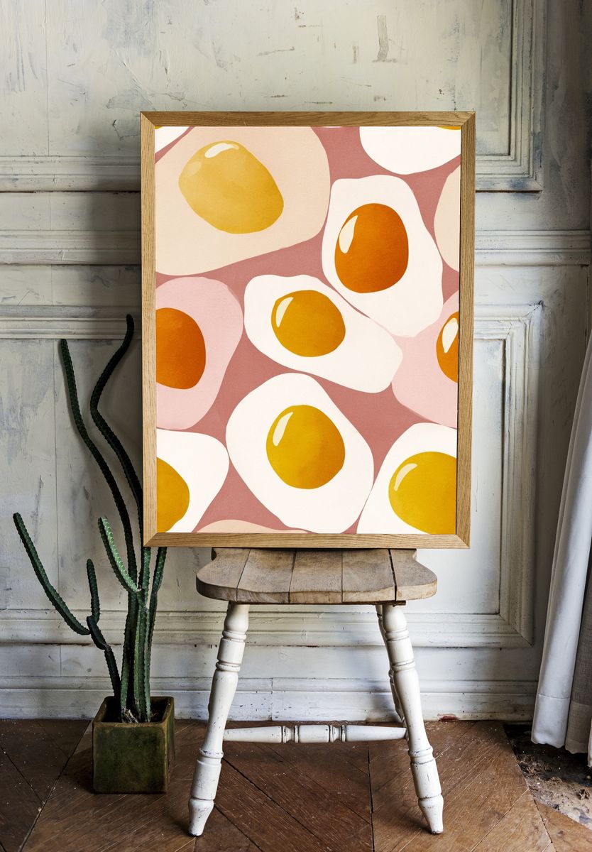 Fried Eggs — Illustration Print room preview