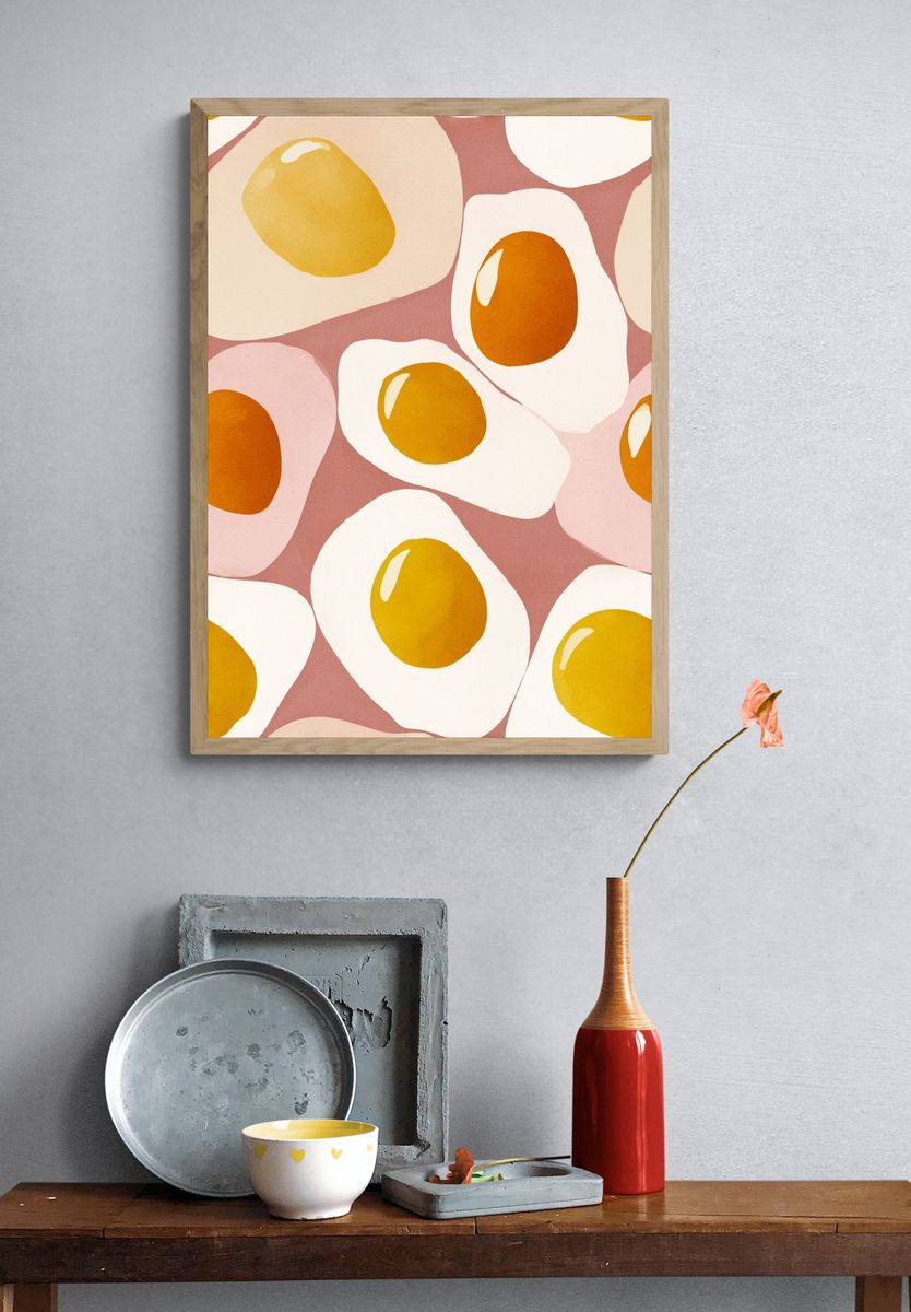 Fried Eggs — Illustration Print. — room view 3