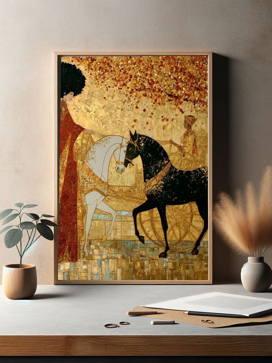 Golden Equestrian Mosaic Poster. — room view 2