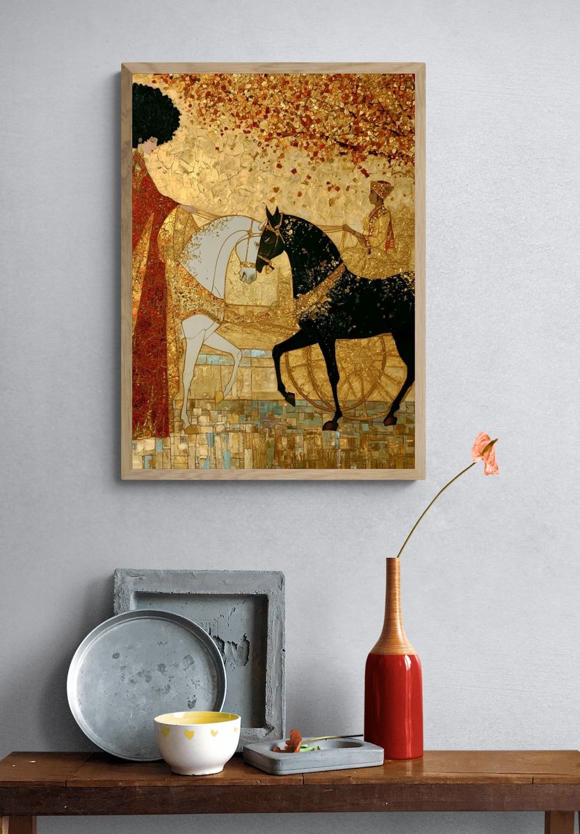 Golden Equestrian Mosaic Poster. — room view 3