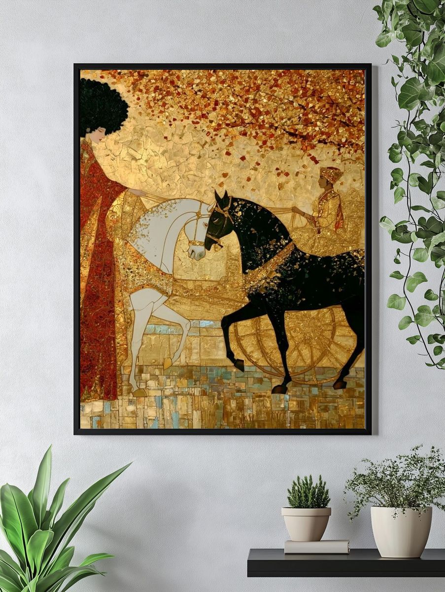 Golden Equestrian Mosaic Poster. — room view 4