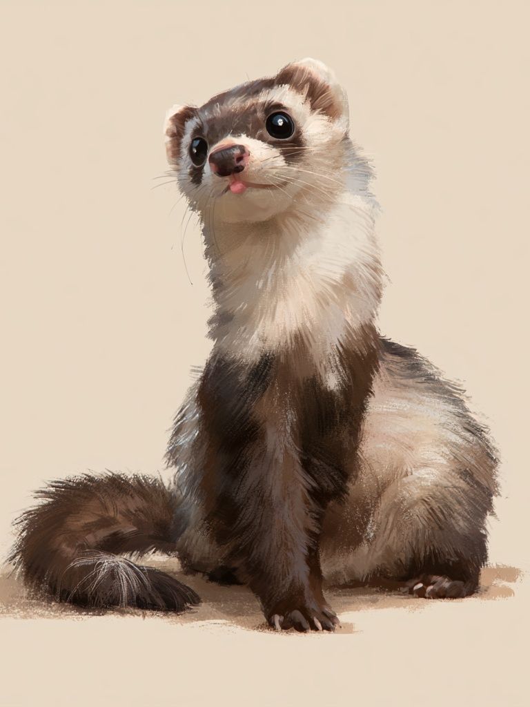 Ferret Portrait Illustration Poster. poster detail