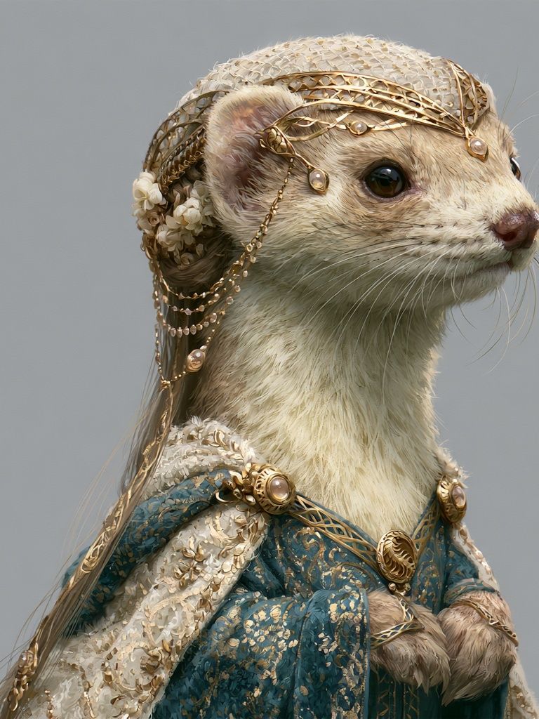Regal Ferret Portrait Print. poster detail