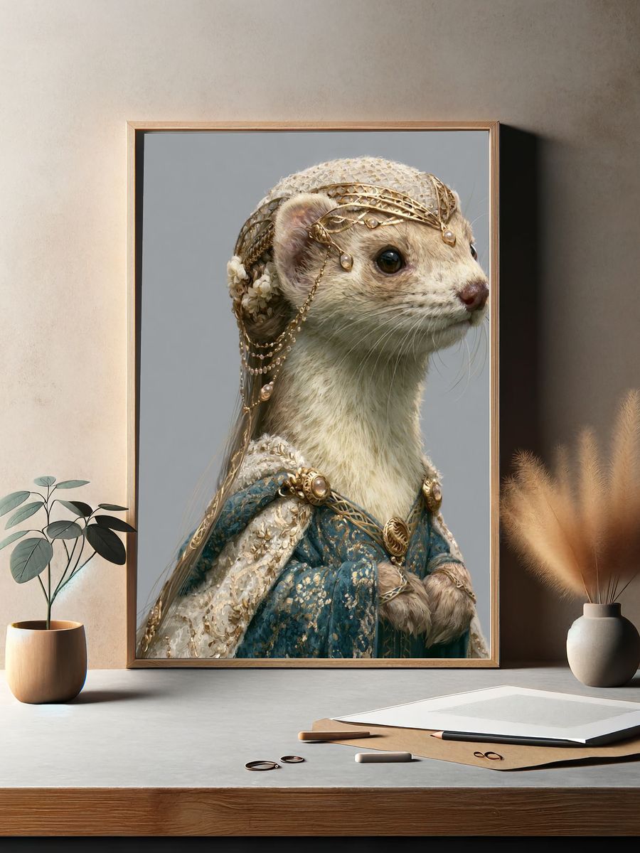 Regal Ferret Portrait Print. — room view 2