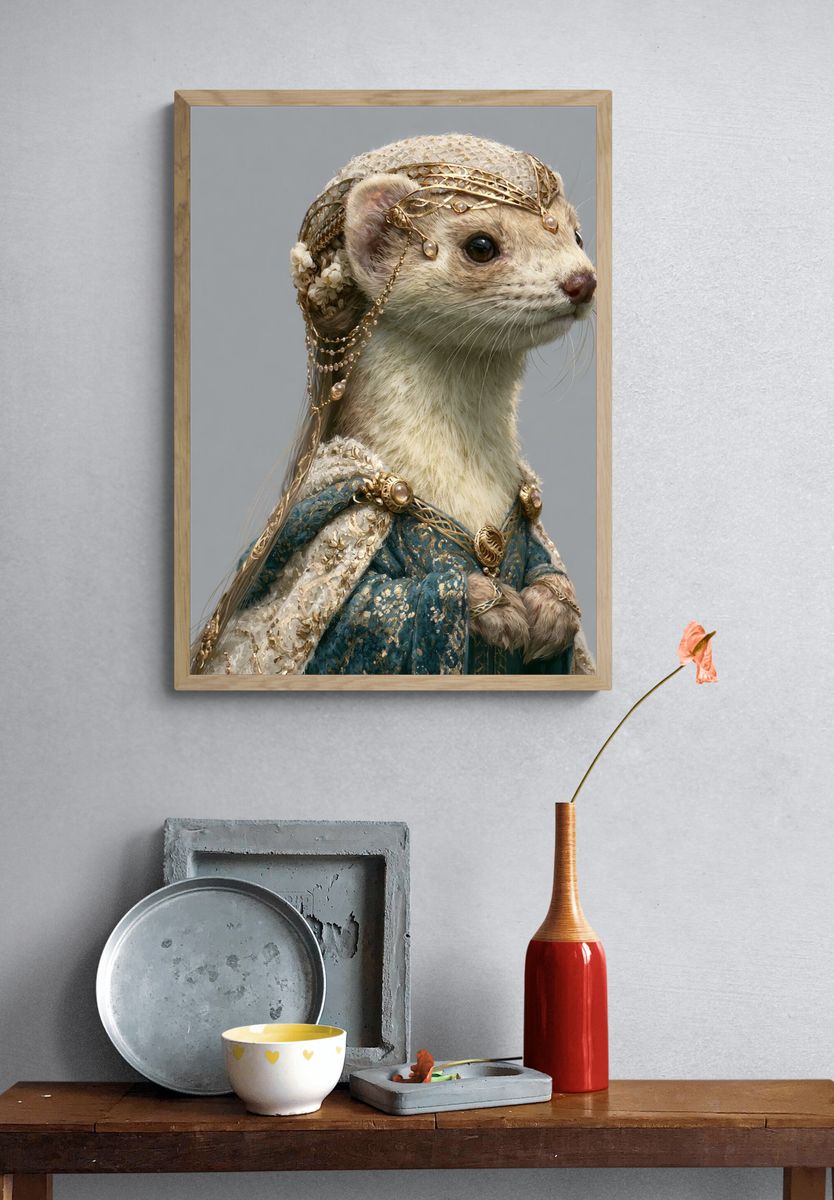 Regal Ferret Portrait Print. — room view 3