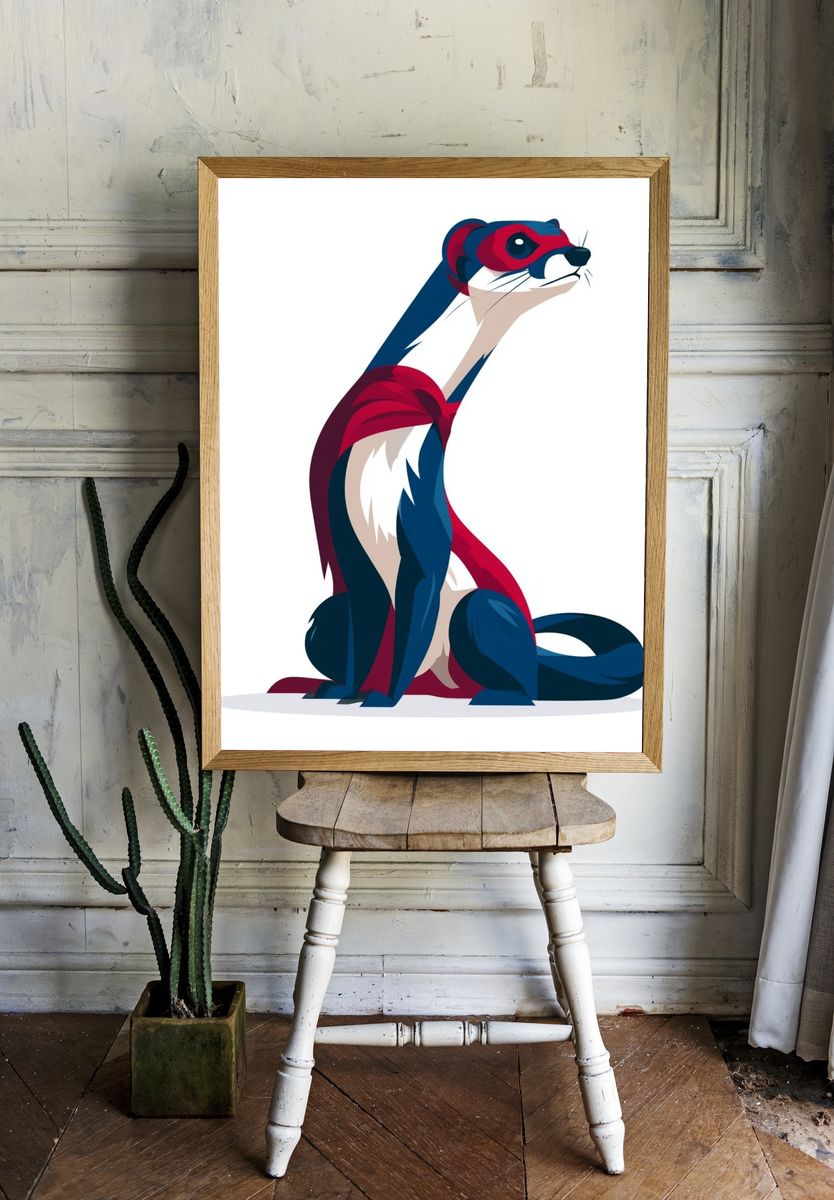 Stylized Ferret Illustration Poster. room preview