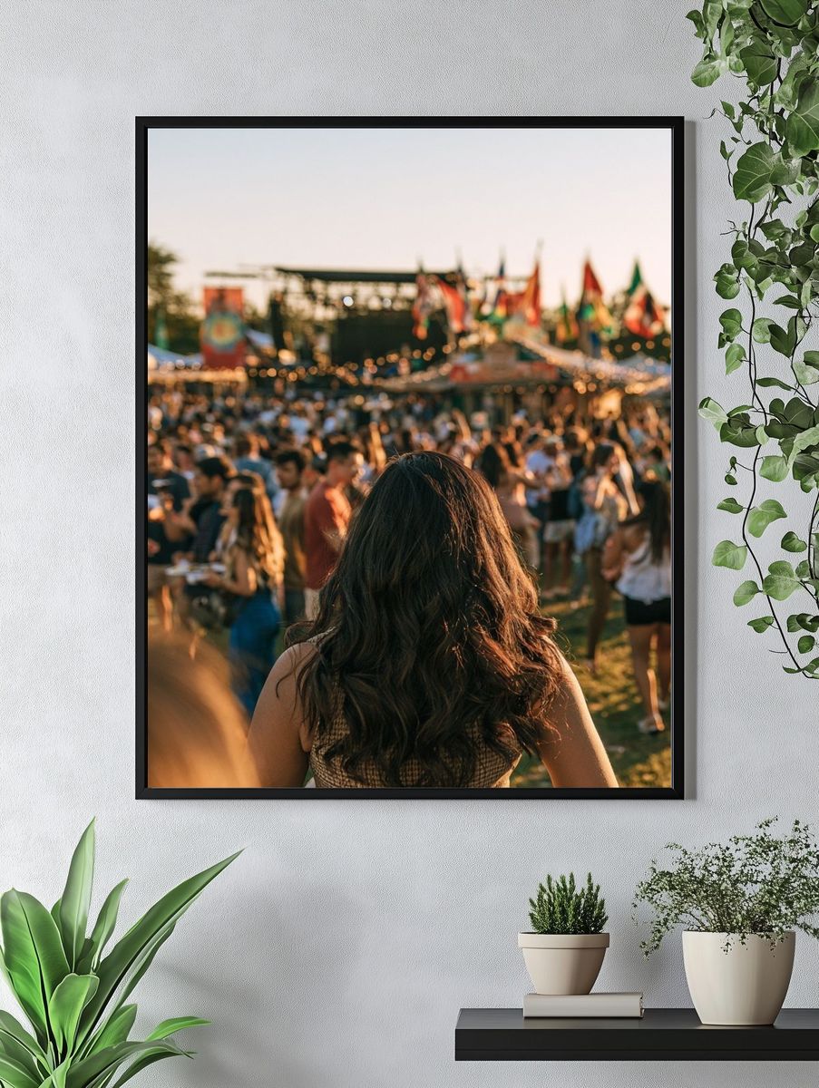 Festival Crowd Sunset Photography Poster. — room view 4